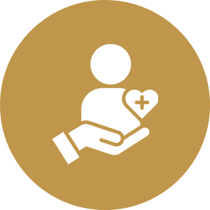 Person icon with hand and heart symbol.