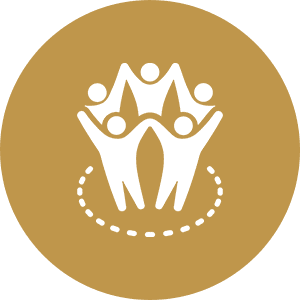 Group of people holding hands icon.